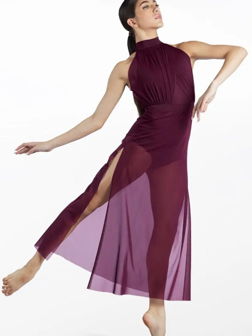 Weissman Plum Halter Maxi Dress